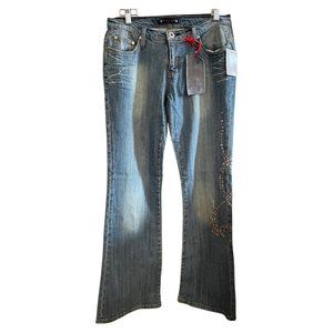 NWT VANILLA Star Flare Bedazzled Jeans Size 7